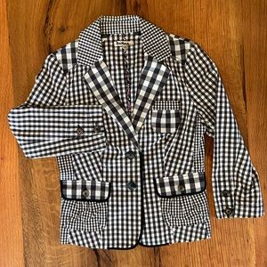 Anthropologie Taikonhu Fun Black & White Plaid Blazer, Adorable Details, Size 2
